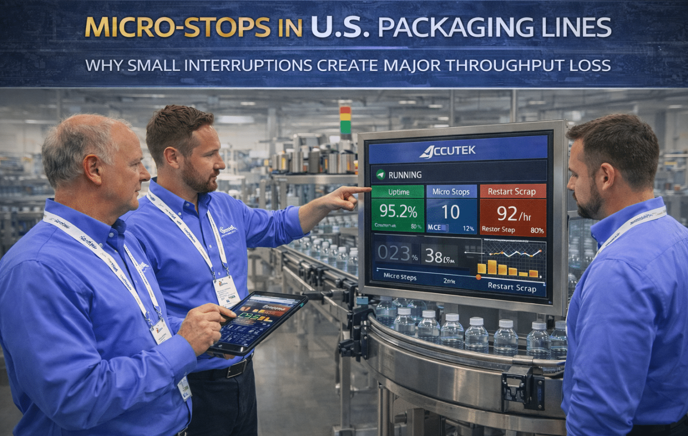 Accutek Engineer checking packaging line performance